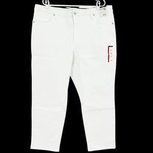 NWT Terra & Sky Womens Straight High Rise Stretch White Denim Jeans Plus Sz 20WP
